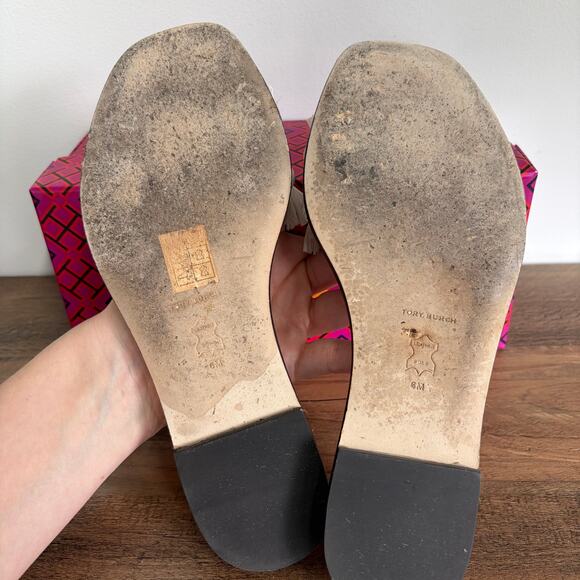 Tory Burch Rope Flat Slides Size 6 Sandals New Ivory White Box Resort Luxury - Picture 4 of 6